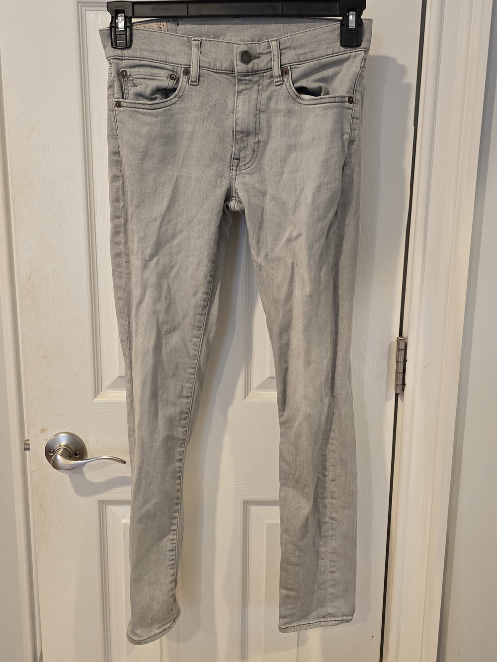 Polo Ralph Lauren Womens Tompkins Skinny Jeans Gray Stretch Denim Size 28 Flaw